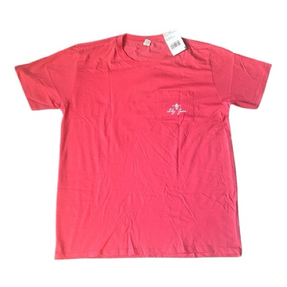 Lily Grace Sunflower & Crescent Moon Coral T-Shirt front chest pocket Nee L & XL - Picture 10 of 15